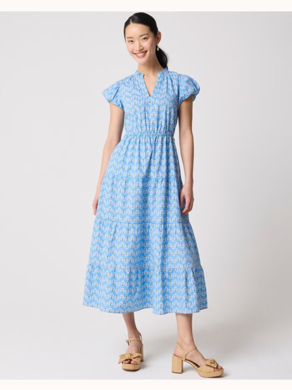 J. Crew Cotton Willa Dress In Mountain Blue Bird Floral Size 4 NWT